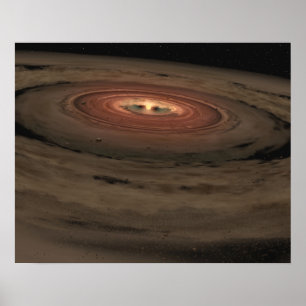 A brown dwarf surrounded by a swirling disc poster
