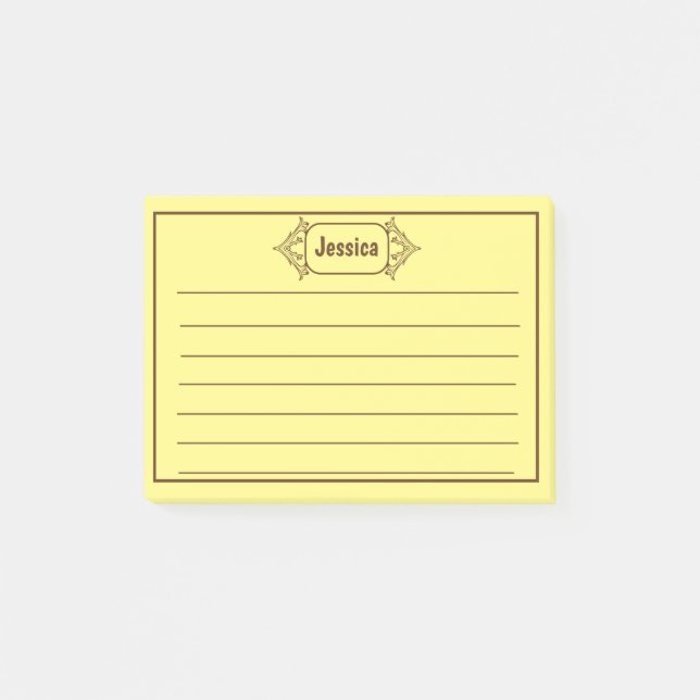 A Brown Ornate Patterned Title Graphic Post-it Notes (Front)
