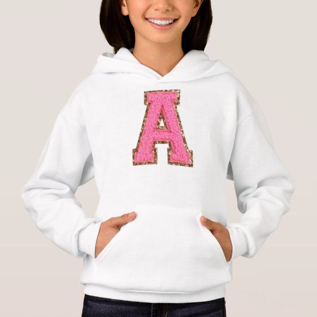 A - Bubblegum Glitter Varsity Letter Patches   (Front)