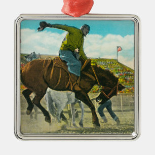 A Bucking Bronco at the Annual Salinas Rodeo Metal Tree Decoration