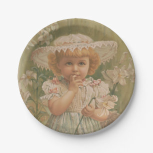"A Budding Easter" Vintage Illustration, ca. 1890 Paper Plate
