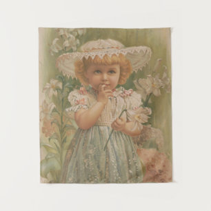 "A Budding Easter" Vintage Illustration, ca. 1890 Tapestry