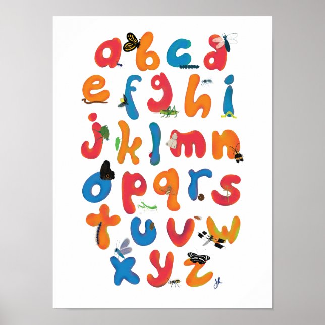 A Bug Collection Alphabet Children Wall Art (Front)