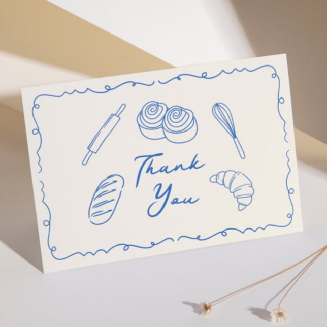 A Bun in the Oven Boy Baby Shower Folded Thank You Card (Creator Uploaded)