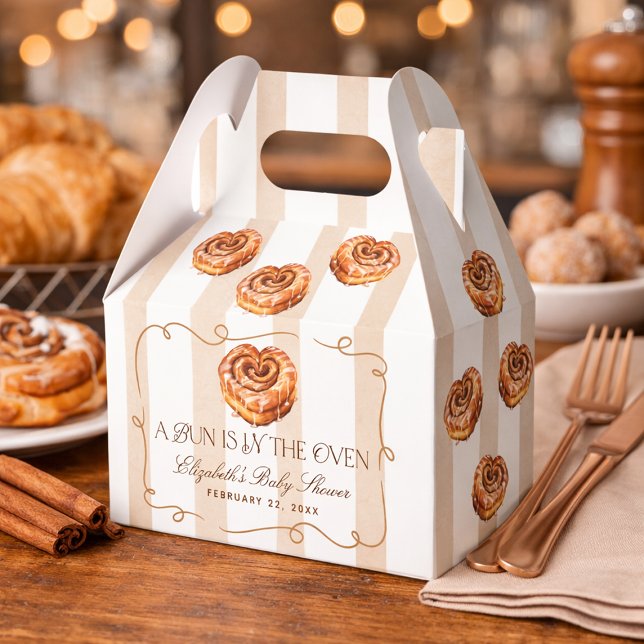 A Bun in the Oven Cinnamon Roll Theme Baby Shower Favour Box (A Bun in the Oven Cinnamon Roll Theme Baby Shower Favor Boxes)