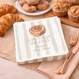 A Bun in the Oven Cinnamon Roll Theme Baby Shower Napkin