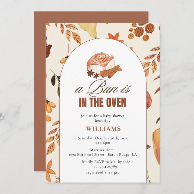 A Bun Is In The Oven Fall Baby Shower Invitation (Front/Back)