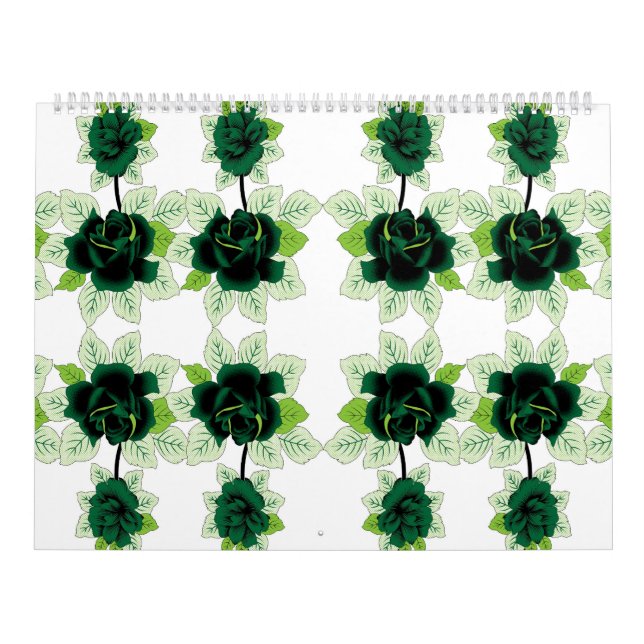 a bunch of green flowers on a white background calendar (Cover)