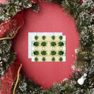 a bunch of green flowers on a white background foil holiday postcard