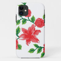 a bunch of red flowers on a white background
