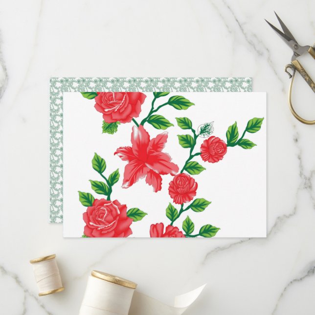 a bunch of red flowers on a white background programme (Front/Back In Situ)
