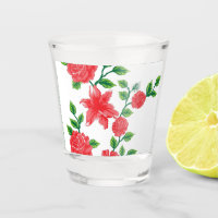 a bunch of red flowers on a white background