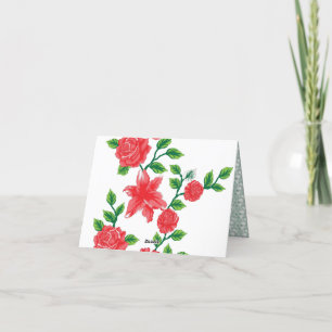 a bunch of red flowers on a white background thank you card
