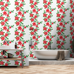 a bunch of red flowers on a white background wallpaper