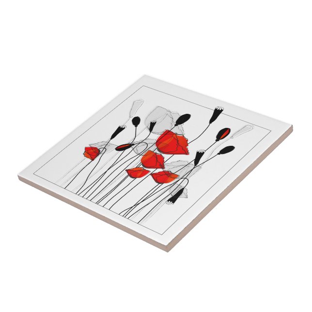 A Bunch of Red Poppies Tile (Side)