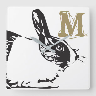 A Bunny Rabbit & A Monogram Square Wall Clock