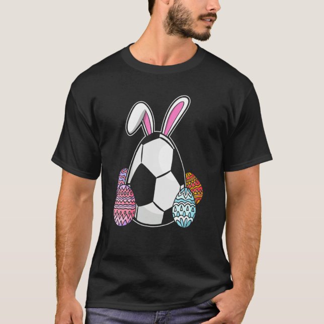 A Bunny With A Football Easter Eggs Easter Bunny T-Shirt (Front)