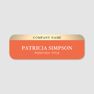 A Burst Of Energy And Creativity: Orange and Gold Name Tag