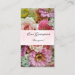a business card with many flowers
