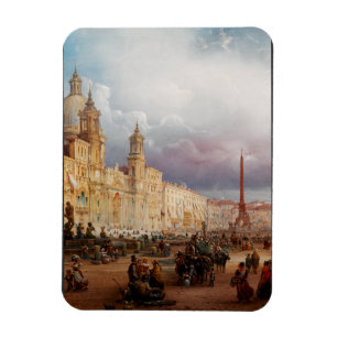 A bustling market on the Piazza Navona in Rome  Magnet