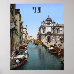 A busy canal in Venice (1900) Poster