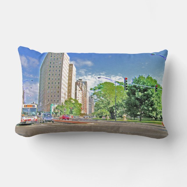A Busy Chicago Afternoon Lumbar Cushion (Front)