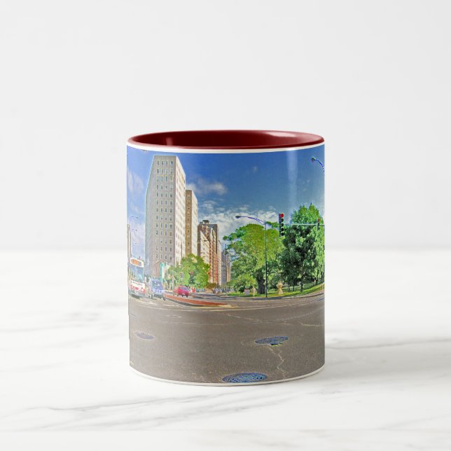 A Busy Chicago Afternoon Two-Tone Coffee Mug (Center)