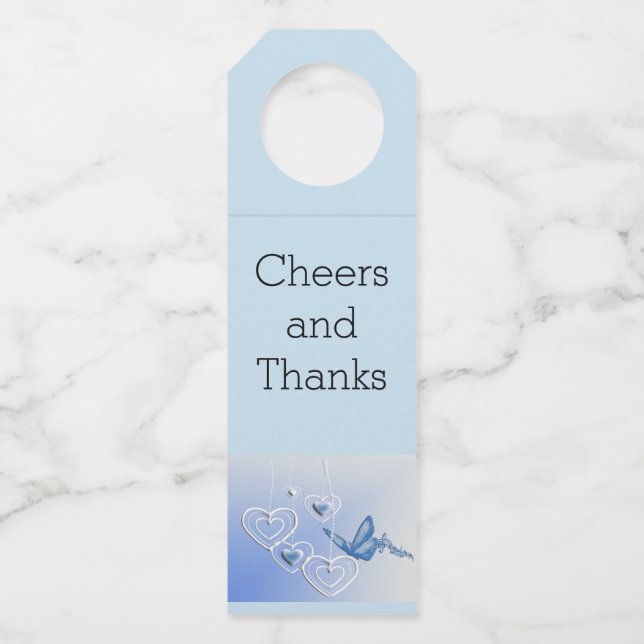 A butterfly and hearts bottle tag (Front)