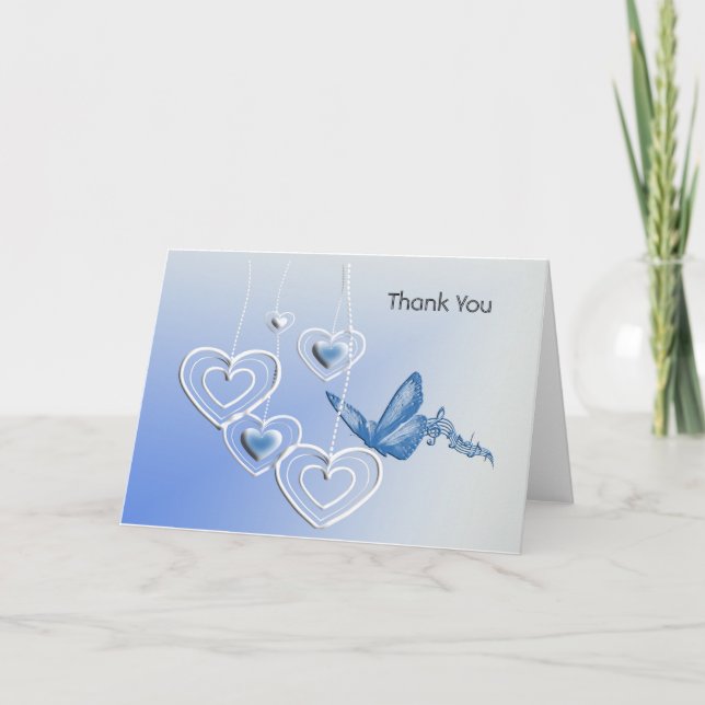 A butterfly and hearts note card (Front)