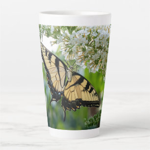 A butterfly with yellow and black wings  latte mug