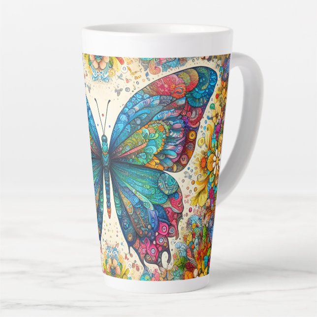 A Butterfly's Rainbow Ballet Latte Mug (Right Angle)