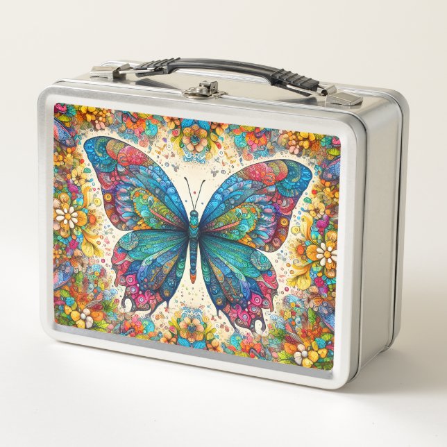 A Butterfly's Rainbow Ballet Metal Lunch Box (Front)