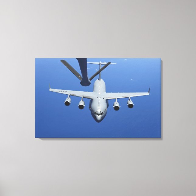 A C-17 Globemaster III approaches the boom Canvas Print (Front)
