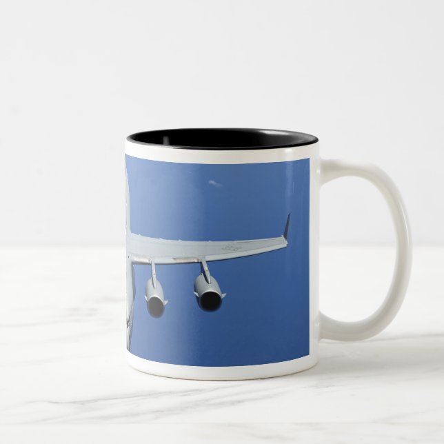 A C-17 Globemaster III approaches the boom Two-Tone Coffee Mug (Right)