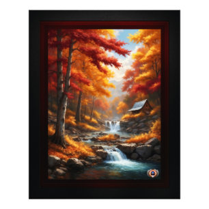 A Cabin In Autumn Woods AI Concept Art by Xzendor7 Photo Print