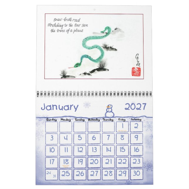 A calendar of original haiga by Origa. (Jan 2027)