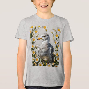 A California Gull And Sego Lily Flowers Tri-Blend Shirt