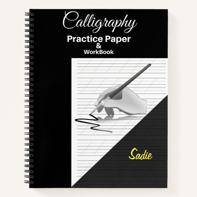 A calligraphy Handwriting and Practice Personalise Notebook (Front)