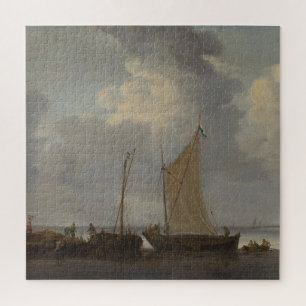 A calm with fishermen unloading their catch  jigsaw puzzle