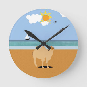 A camel on the beach round clock