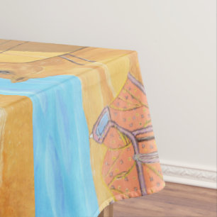 A camel tablecloth