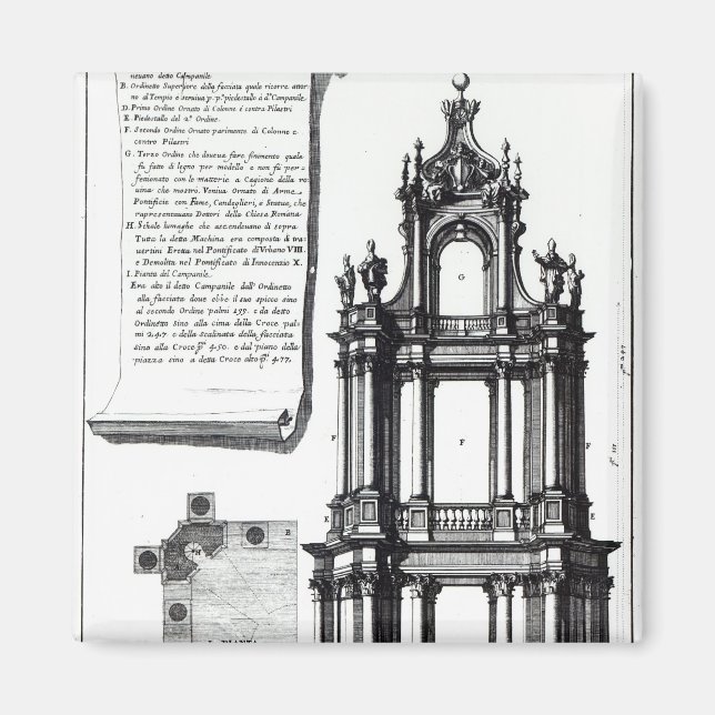 A campanile designed for St. Peter's, Rome Magnet (Front)