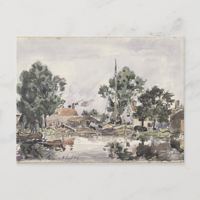 A Canal in The Hague, 1868 Postcard (Front)