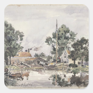 A Canal in The Hague, 1868 Square Sticker