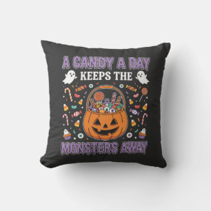 A Candy A Day Halloween T Shirt Design Cushion