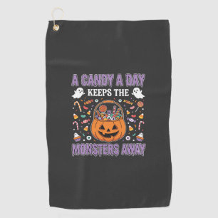 A Candy A Day Halloween T Shirt Design Golf Towel