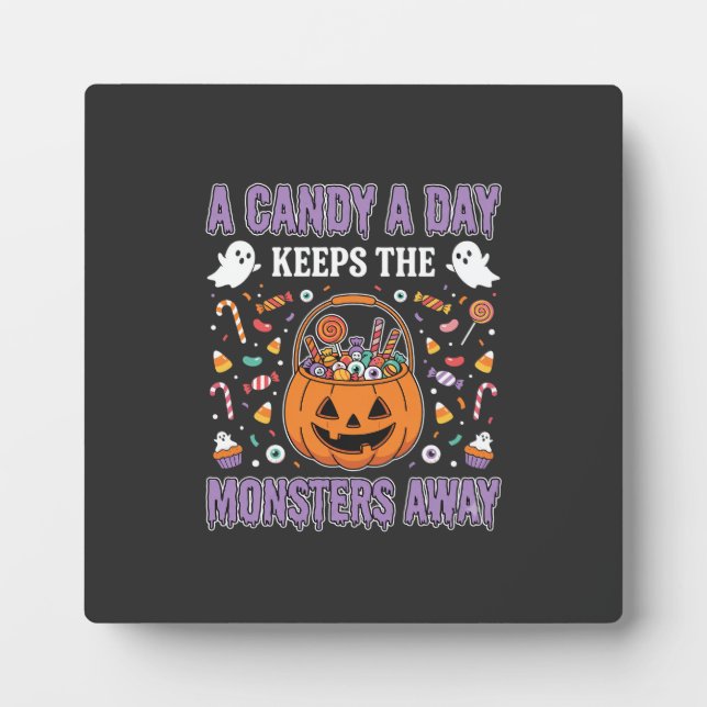 A Candy A Day Halloween T Shirt Design Plaque (Front)