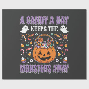 A Candy A Day Halloween T Shirt Design Wrapping Paper
