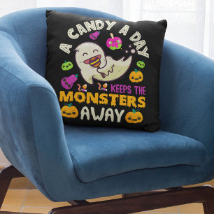 A Candy A Day Keeps The Monsters Away Halloween   Cushion