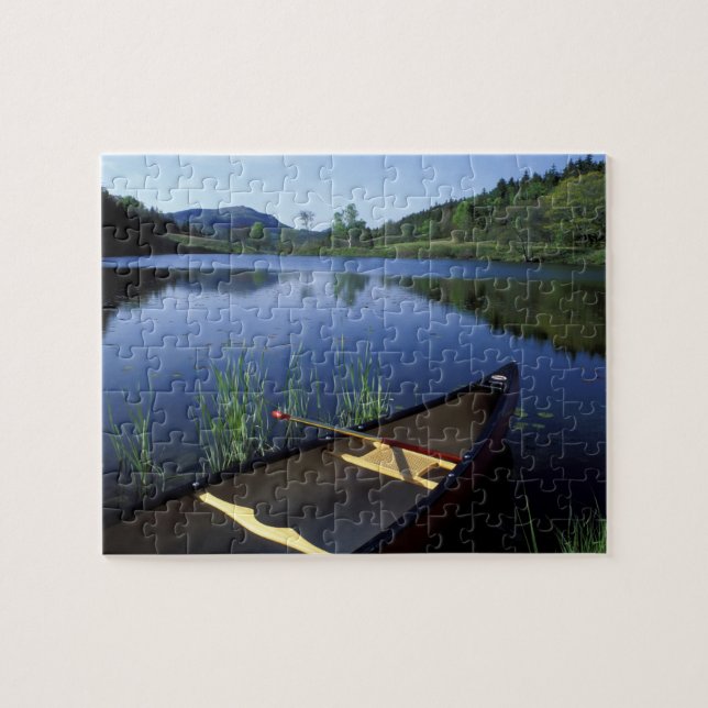 A canoe rests on the shore of Little Long Pond Jigsaw Puzzle (Horizontal)